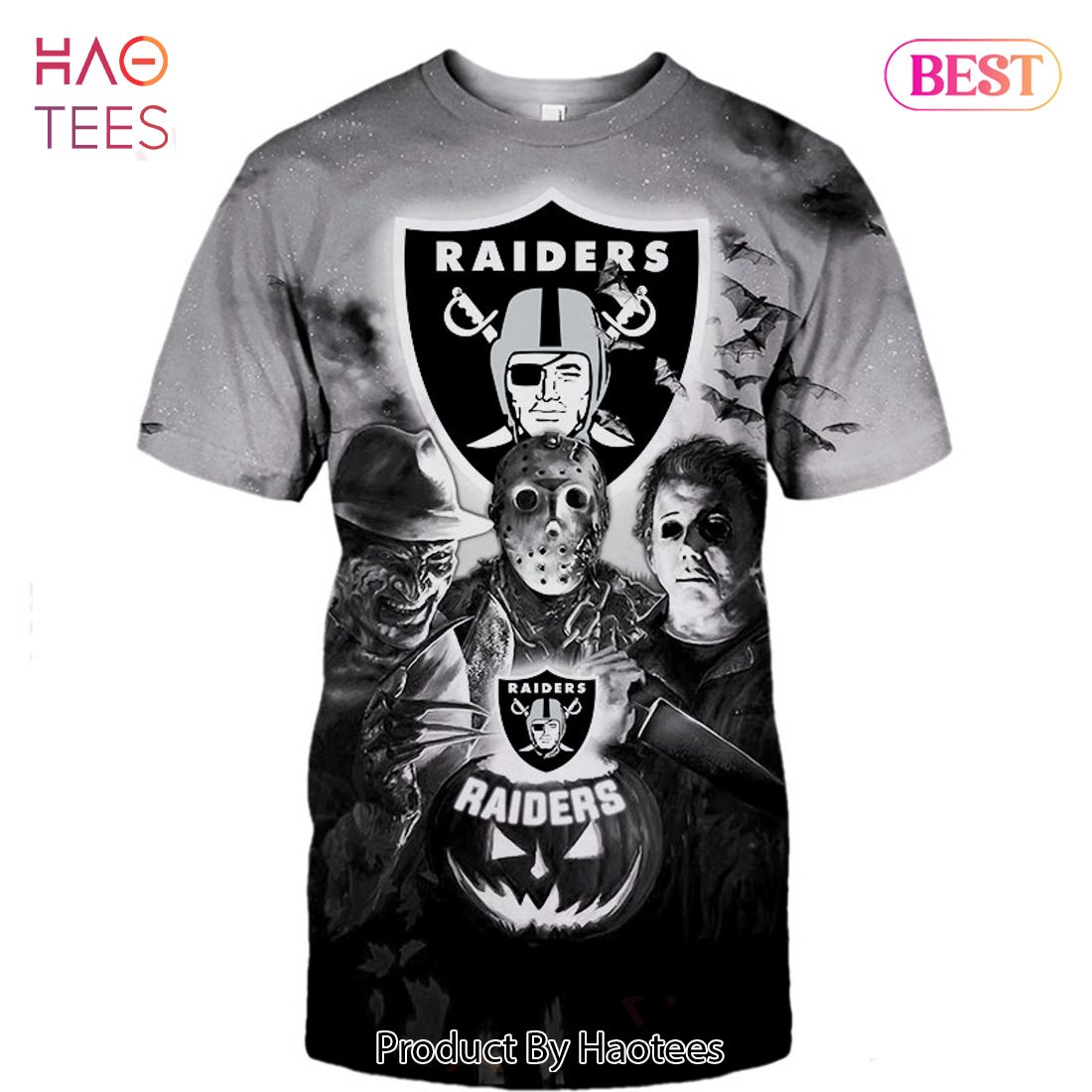 NEW FASHION 2023 Las Vegas Raiders T-shirt Halloween Horror Night gift for  fan