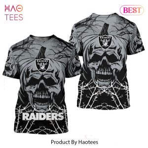 NEW FASHION 2023 Las Vegas Raiders T-shirt Halloween pumpkin skull