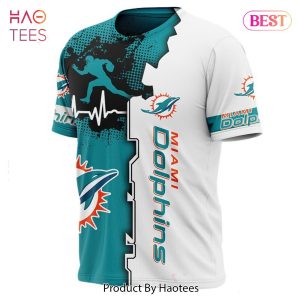 NEW FASHION 2023 Miami Dolphins T-shirt graphic heart ECG line