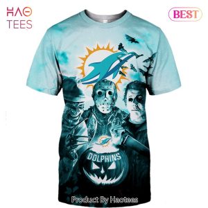 NEW FASHION 2023 Miami Dolphins T-shirt Halloween Horror Night gift for fan