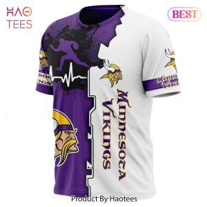 NEW FASHION 2023 Minnesota Vikings T-shirt graphic heart ECG line