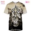 NEW FASHION 2023 New Orleans Saints T-shirt Halloween pumpkin skull