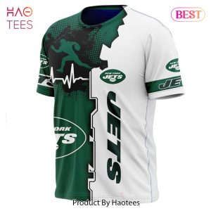 NEW FASHION 2023 New York Jets T-shirt graphic heart ECG line