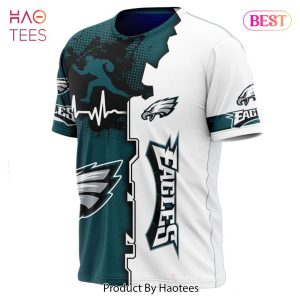 NEW FASHION 2023 Philadelphia Eagles T-shirt graphic heart ECG line