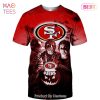 NEW FASHION 2023 San Francisco 49ers T-shirt Halloween pumpkin skull