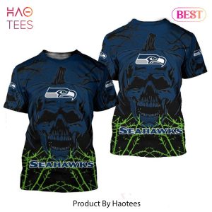 NEW FASHION 2023 Seattle Seahawks T-shirt Halloween pumpkin skull