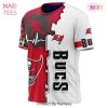 NEW FASHION 2023 Tampa Bay Buccaneers T-shirt graphic heart ECG line