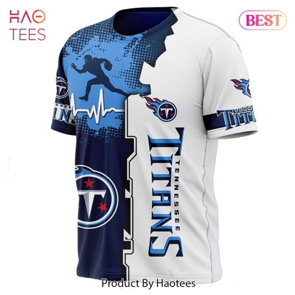 NEW FASHION 2023 Tennessee Titans T-Shirt graphic heart ECG line