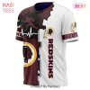 NEW FASHION 2023 Washington Football Team T-shirt graphic heart ECG line