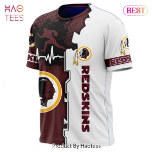 NEW FASHION 2023 Washington Football Team T-shirt graphic heart ECG line