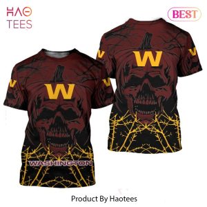 NEW FASHION 2023 Washington Football Team T-shirt Halloween pumpkin skull