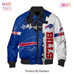 NEW FASHION 2023 Buffalo Bills Bomber jacket graphic heart ECG line