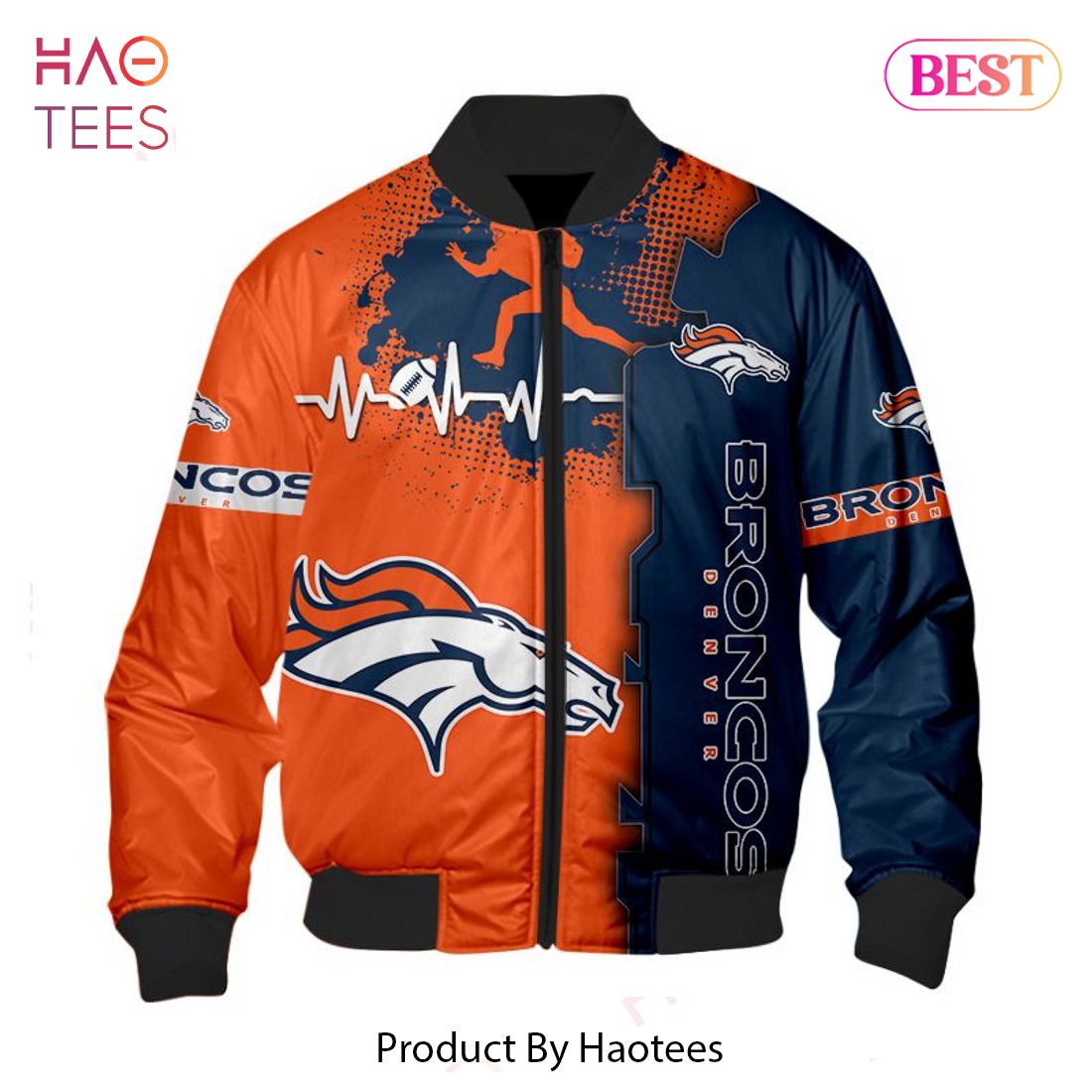NEW FASHION 2023 Denver Broncos Bomber Jacket graphic heart ECG line NEW FASHION 2023 Denver Broncos Bomber Jacket graphic heart ECG line