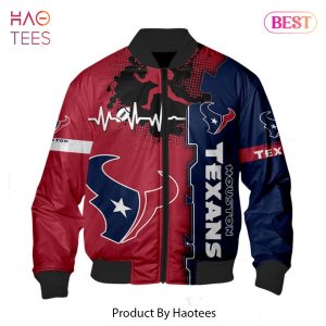 NEW FASHION 2023 Houston Texans Bomber Jacket graphic heart ECG line