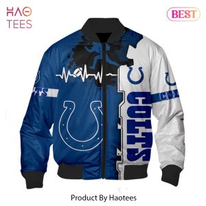 NEW FASHION 2023 Indianapolis Colts Bomber Jacket graphic heart ECG line