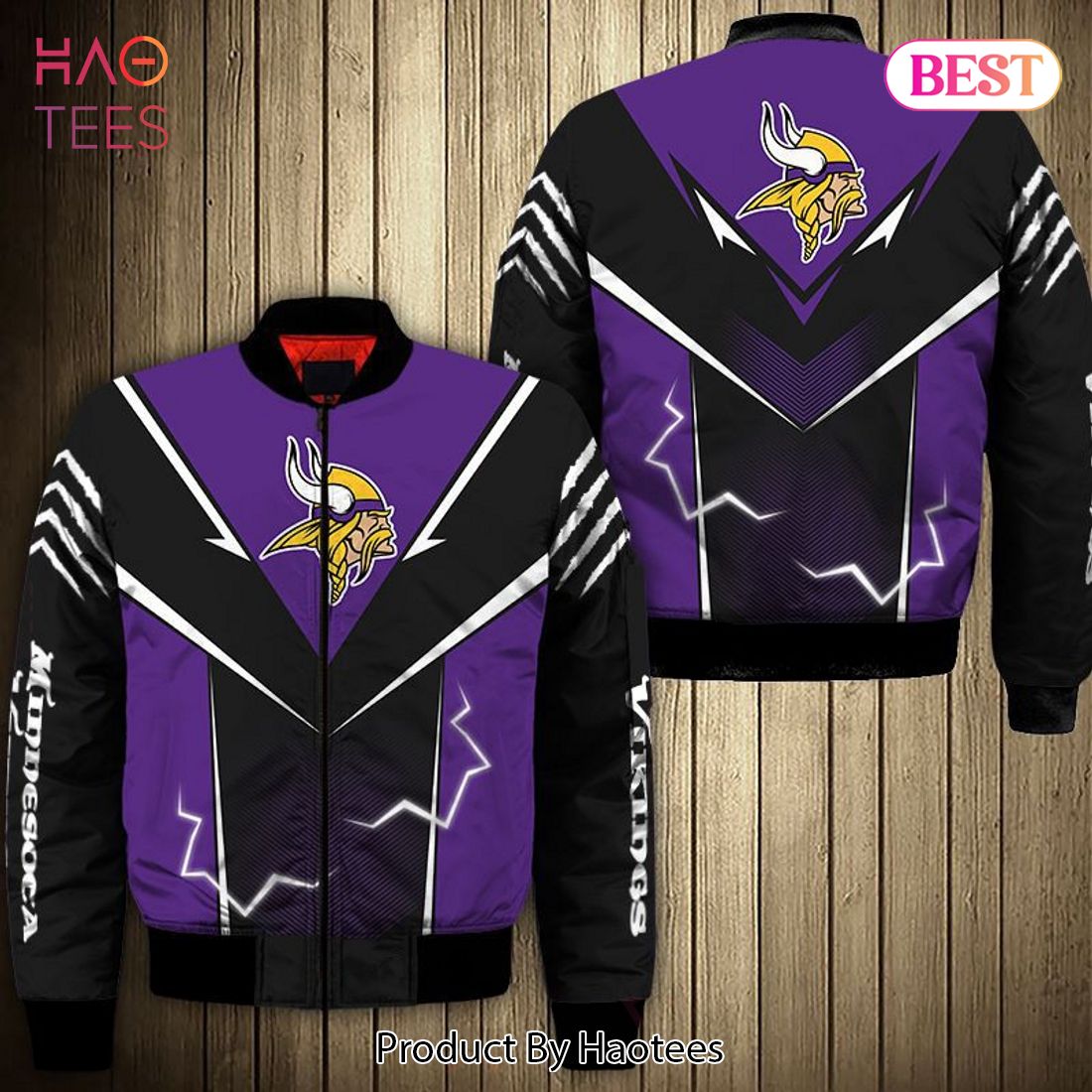 NEW FASHION 2023 Minnesota Vikings bomber Jacket lightning graphic gift for men NEW FASHION 2023 Minnesota Vikings bomber Jacket lightning graphic gift for men