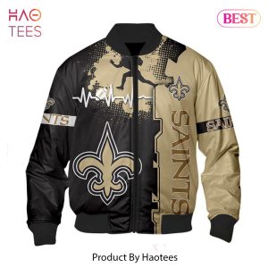 NEW FASHION 2023 New Orleans Saints Bomber Jacket graphic heart ECG line