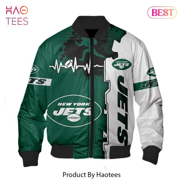 NEW FASHION 2023 New York Jets Bomber Jacket graphic heart ECG line