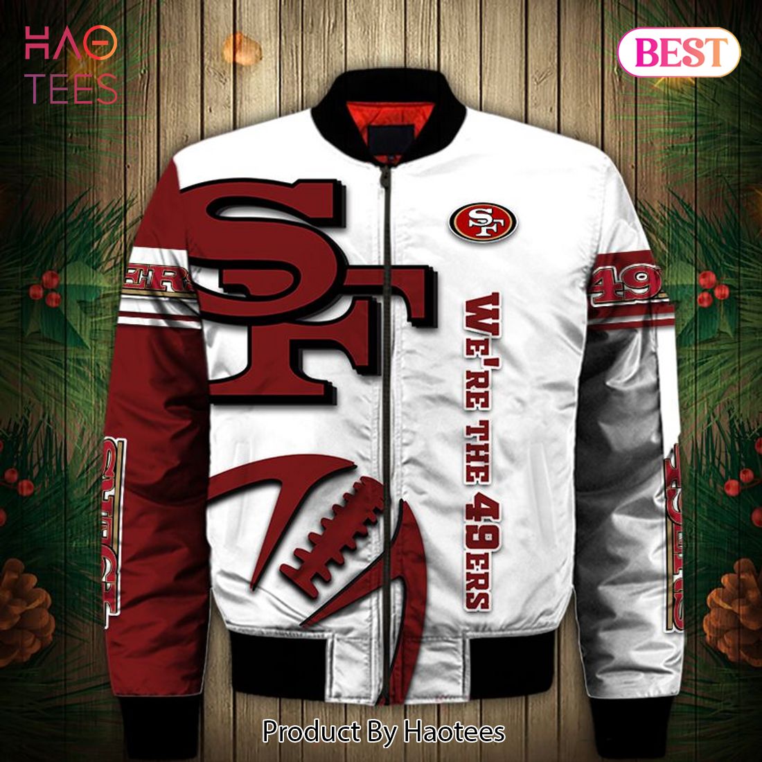 49ers bomber jacket red