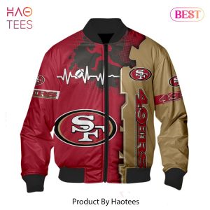 NEW FASHION 2023 San Francisco 49ers Bomber Jacket graphic heart ECG line