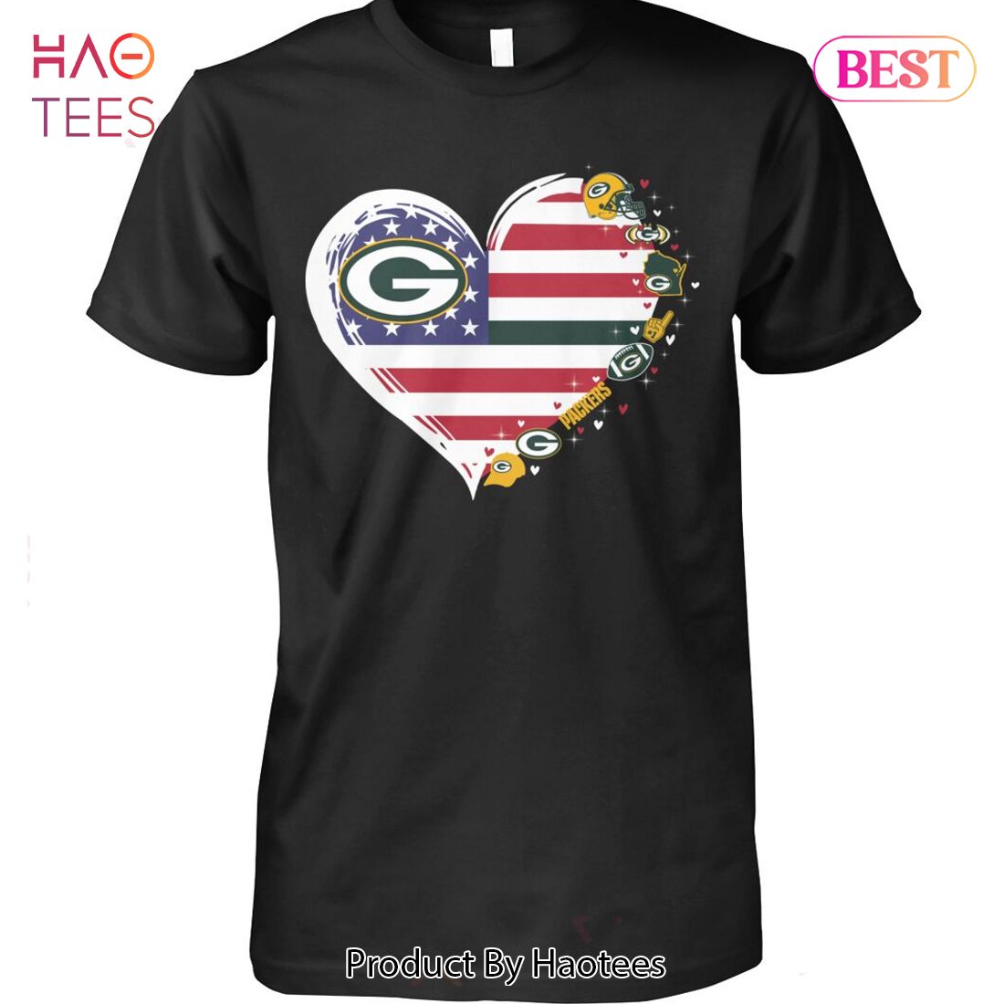 NEW Green Bay Packers American Flags Unisex T-Shirt NEW Green Bay Packers American Flags Unisex T-Shirt