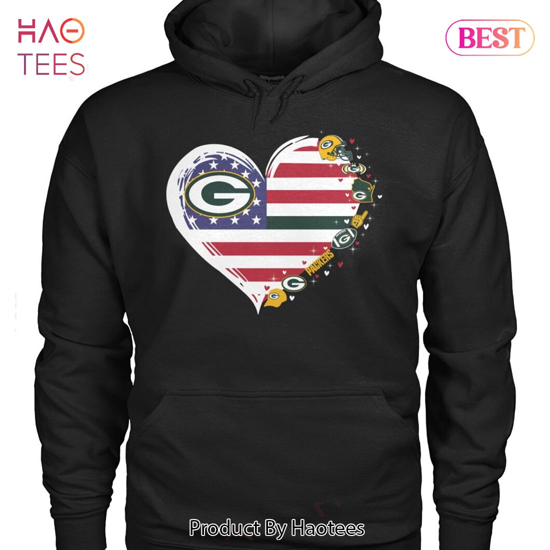 NEW Green Bay Packers American Flags Unisex T-Shirt NEW Green Bay Packers American Flags Unisex T-Shirt