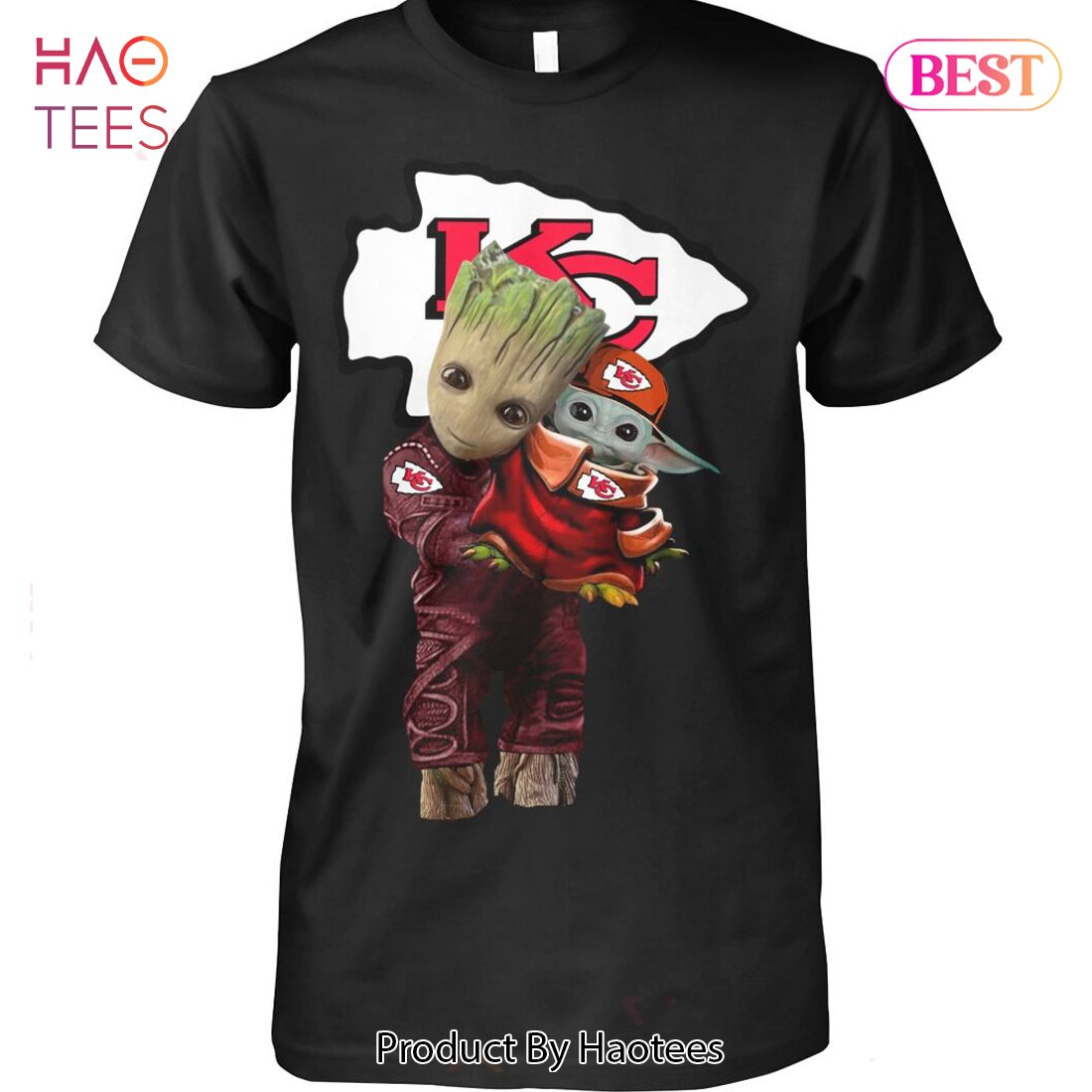 Baby Groot Hugging Kansas City Chiefs T-Shirt - TeeNavi