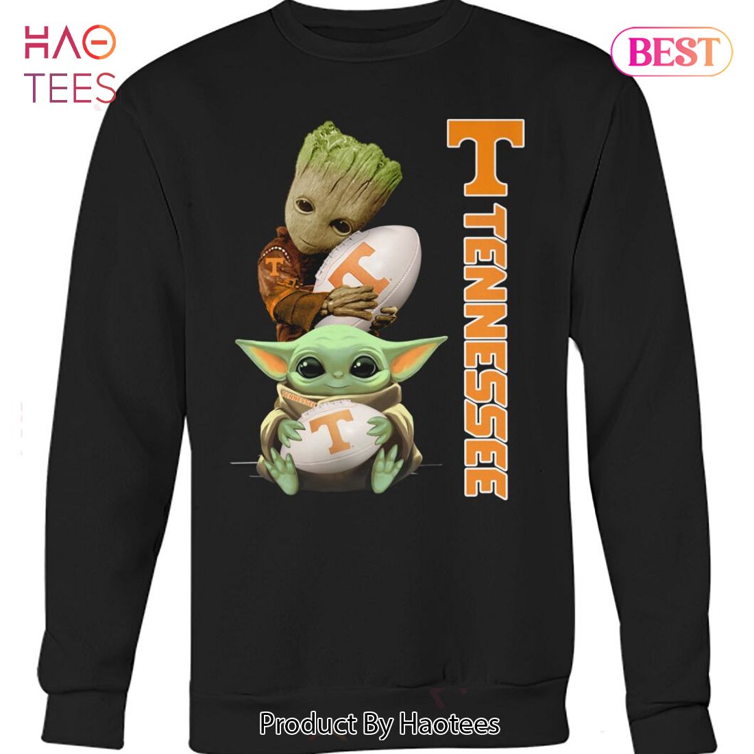 NEW Tennessee Volunteers Baby Groot Baby Yoda Unisex T-Shirt NEW Tennessee Volunteers Baby Groot Baby Yoda Unisex T-Shirt