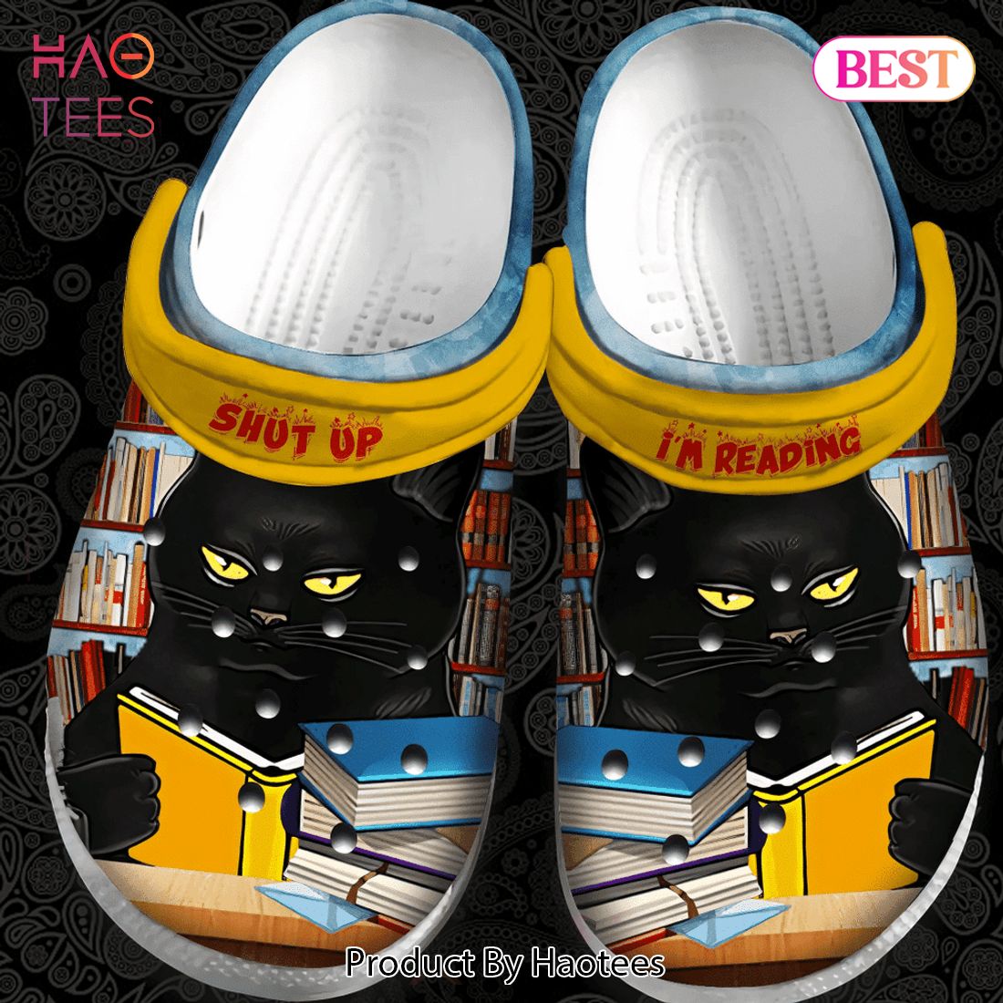 Black Cat Love Read Shut Up Rubber Crocs Clog Shoes Comfy Footwear Black Cat Love Read Shut Up Rubber Crocs Clog Shoes Comfy Footwear