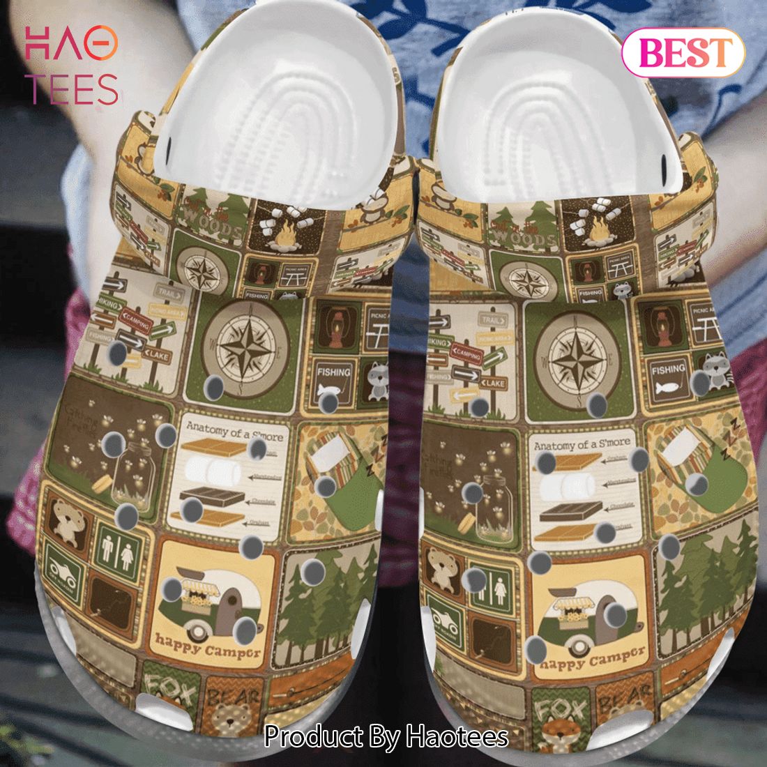 Camping With Compass Gift For Lover Rubber Crocs Clog Shoes Comfy Footwear Camping With Compass Gift For Lover Rubber Crocs Clog Shoes Comfy Footwear