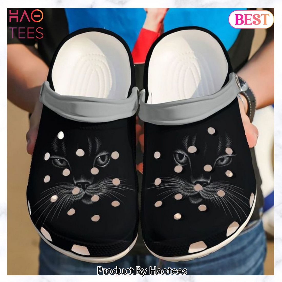 Cat Black Face Rubber Crocs Clog Shoes Comfy Footwear Cat Black Face Rubber Crocs Clog Shoes Comfy Footwear