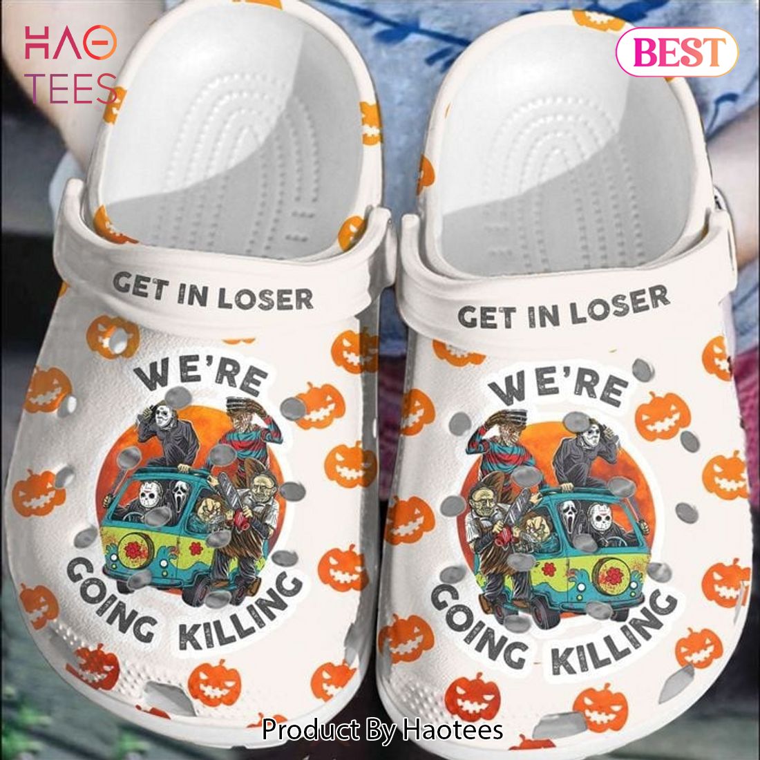 Halloween Get In Loser Were Going Killing Rubber Crocs Clog Shoes Comfy Footwear Halloween Get In Loser Were Going Killing Rubber Crocs Clog Shoes Comfy Footwear
