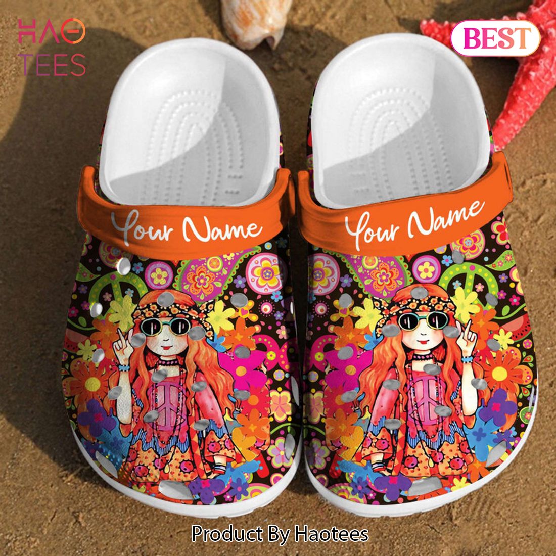 Hippie Girl Comfortable Women Classic Style Birthday Custom Crocs Clog Shoes Comfy Footwear Hippie Girl Comfortable Women Classic Style Birthday Custom Crocs Clog Shoes Comfy Footwear