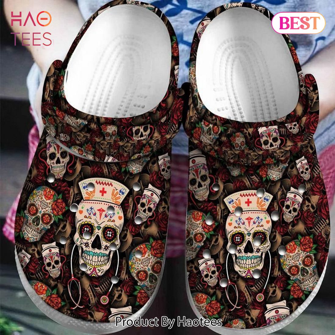 Nurse Skulls Nurse Pattern Rose Skulls Nurse Rubber Crocs Clog Shoes Comfy Footwear Nurse Skulls Nurse Pattern Rose Skulls Nurse Rubber Crocs Clog Shoes Comfy Footwear