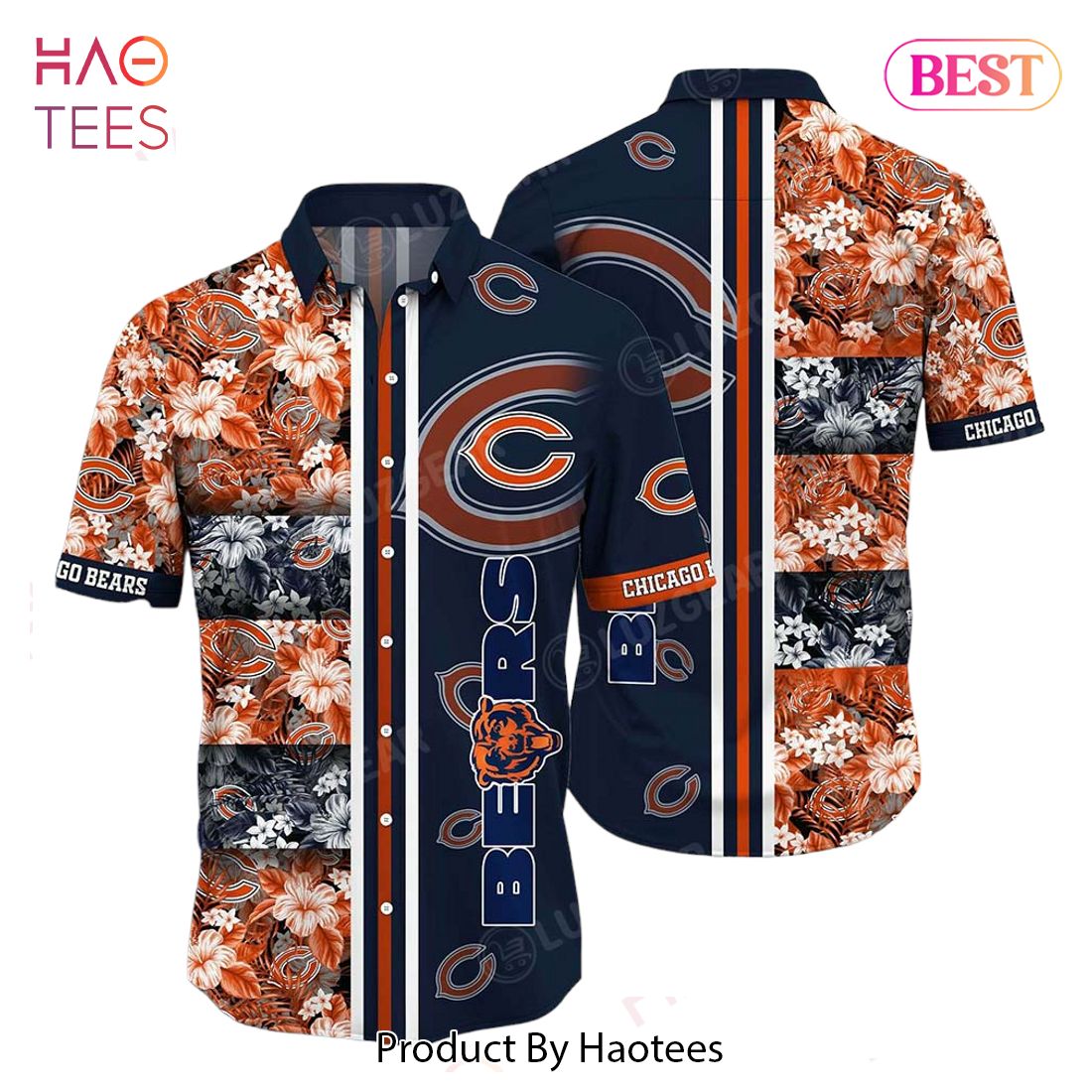 HOT TREND Chicago Bears NFL Graphic Tropical Pattern Hawaiian Shirt 3D Printed Beach Shirt Summer Gift For Fans HOT TREND Chicago Bears NFL Graphic Tropical Pattern Hawaiian Shirt 3D Printed Beach Shirt Summer Gift For Fans