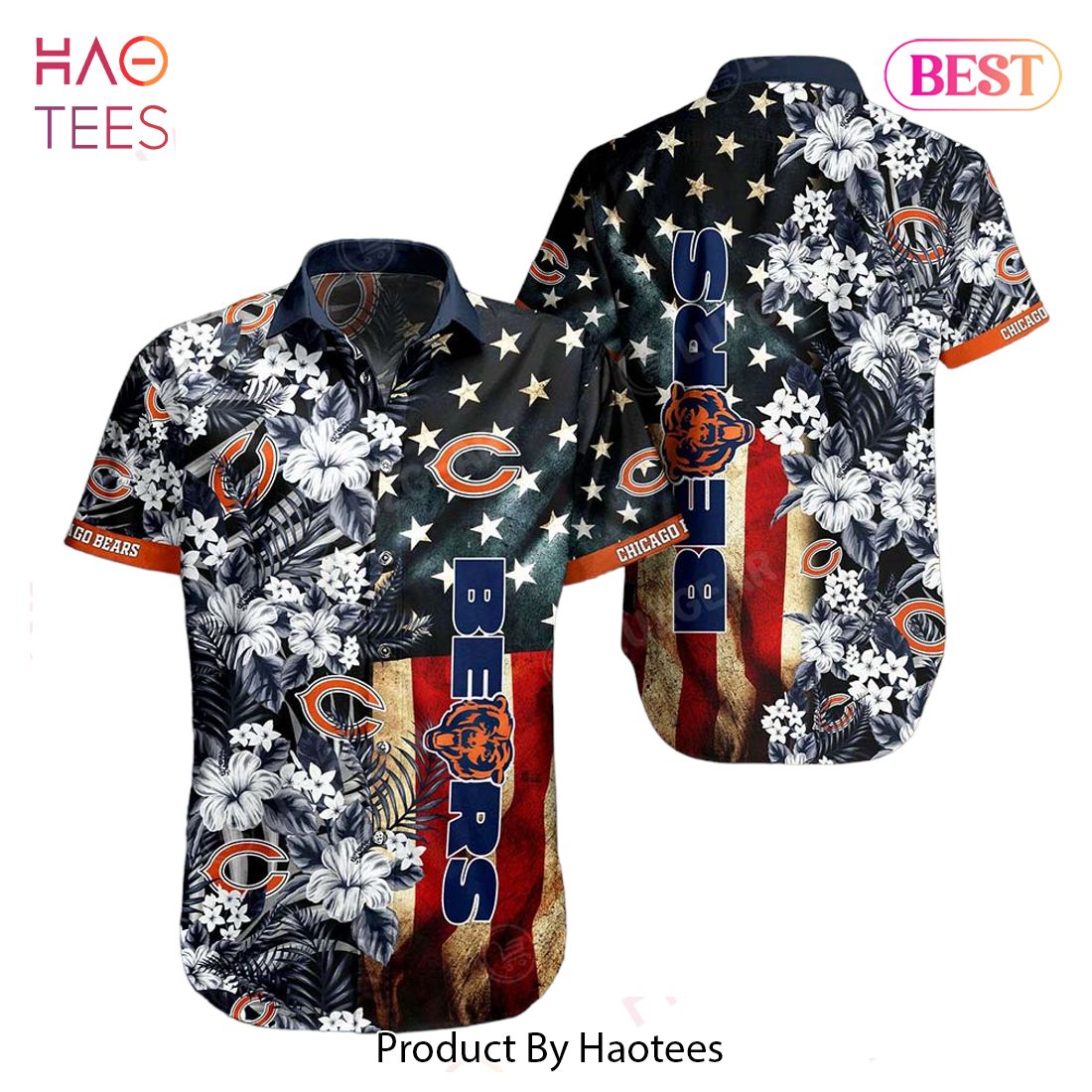 NFL Chicago Bears Tropical Flower Hawaiian Shirt For Fans - Freedomdesign