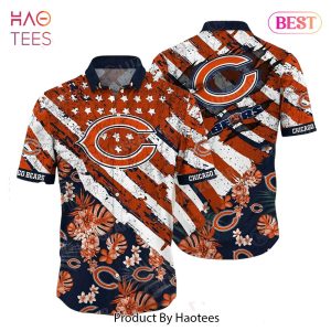 HOT TREND Chicago Bears NFL Hawaiian Shirt Floral Print American Flag Beach Shirt Short Style Summer