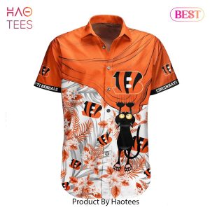 HOT TREND Cincinnati Bengals NFL Hawaiian Shirt Black Cat Graphic 3D Printed Hawaii Shirt Short Fan Ever