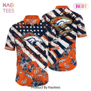 HOT TREND Denver Broncos NFL Hawaiian Shirt Floral Print American Flag Beach Shirt Short Style Summer