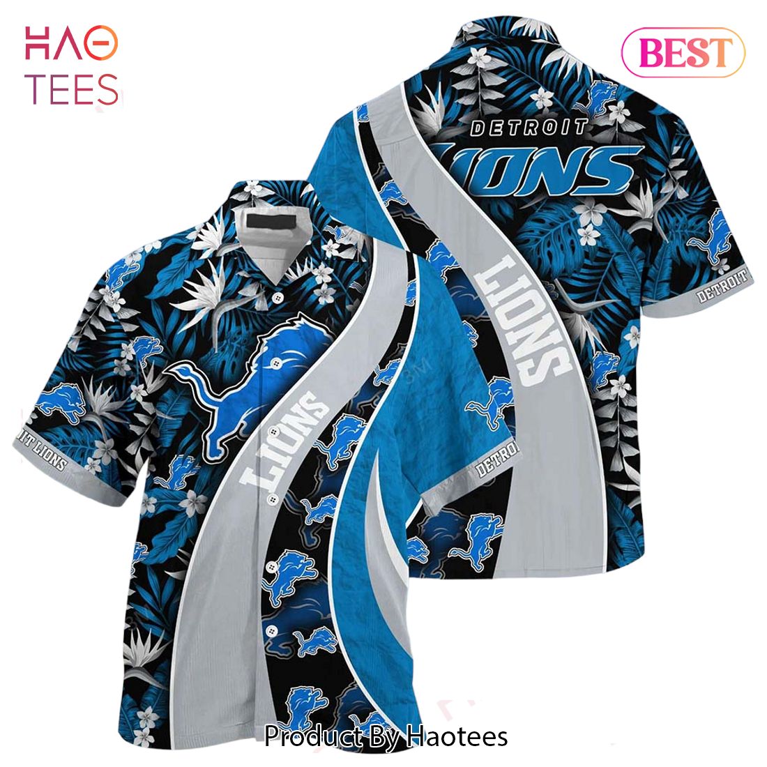 Detroit Lions NFL Hawaiian Shirt With Tropical Pattern For Your Loved Ones Detroit Lions NFL Hawaiian Shirt With Tropical Pattern For Your Loved Ones