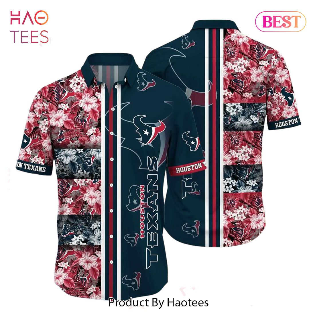 Houston Texans NFL Graphic Tropical Pattern Hawaiian Shirt 3D Printed Beach Shirt Summer Gift For Fans