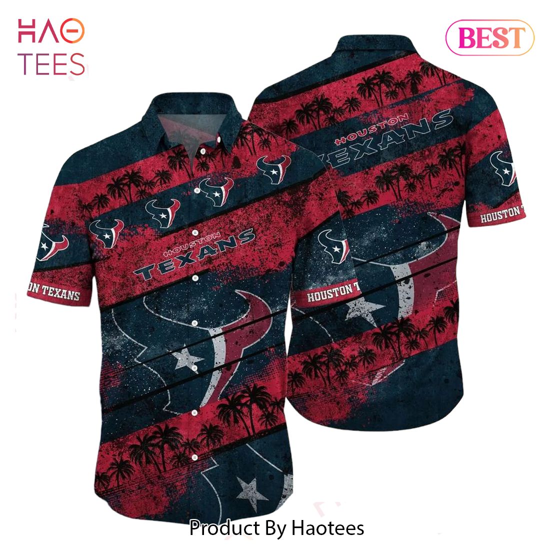 Houston Texans NFL Hawaiian Shirt Graphic Tropical Pattern Short Sleeve Summer For Fans