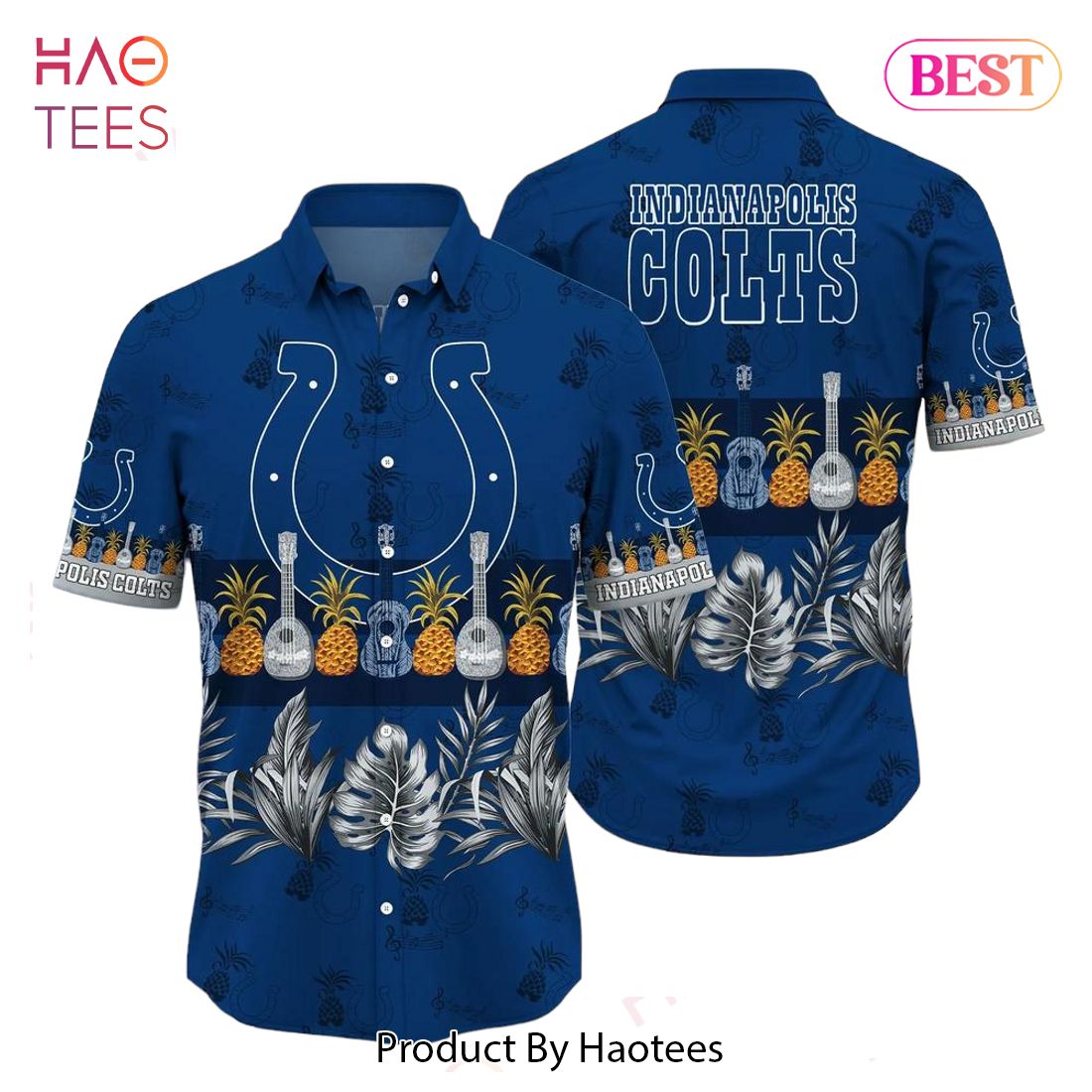Indianapolis Colts NFL Hawaiian Shirt Tropical Pattern Graphic Trends Summer Gift For Fan NFL Indianapolis Colts NFL Hawaiian Shirt Tropical Pattern Graphic Trends Summer Gift For Fan NFL