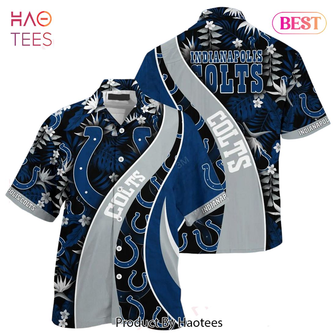 Indianapolis Colts NFL Hawaiian Shirt With Tropical Pattern For Your Loved Ones Indianapolis Colts NFL Hawaiian Shirt With Tropical Pattern For Your Loved Ones