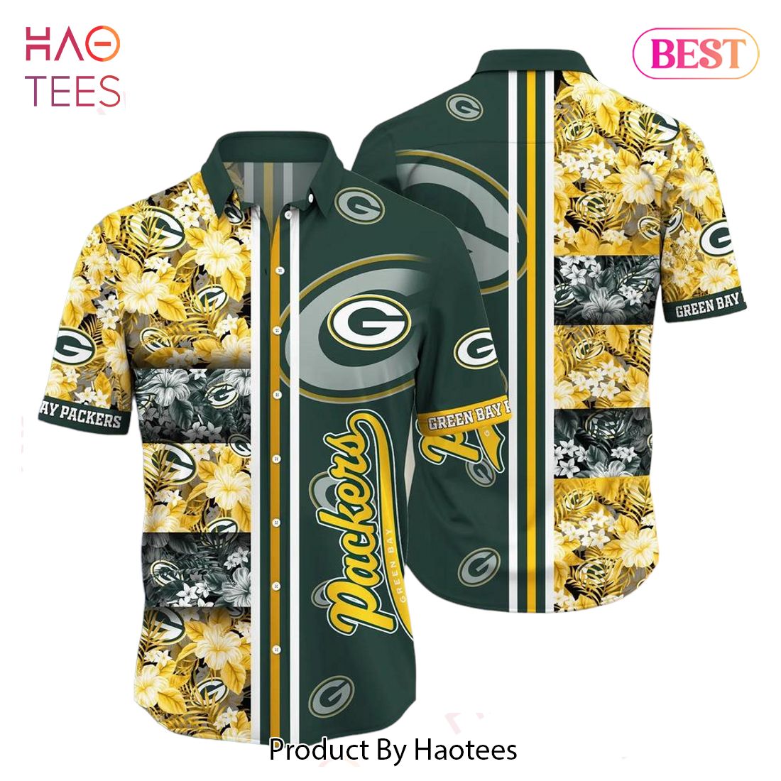 HOT TREND Green Bay Packers Nfl Graphic Tropical Pattern Hawaiian Shirt 3D Printed Beach Shirt Summer Gift For Fans
