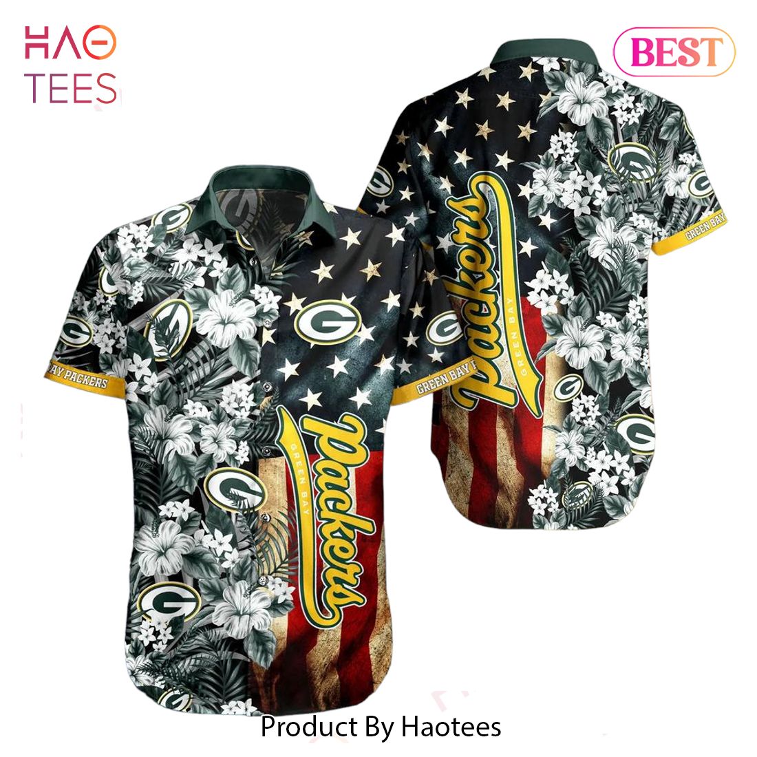HOT TREND Green Bay Packers Nfl Graphic Us Flag Flower Hawaiian Shirt New Trends Summer Gift Ever Fans