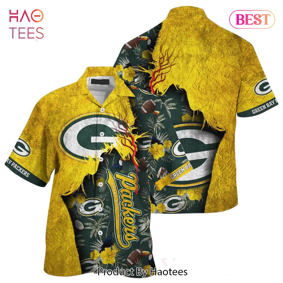 HOT TREND Green Bay Packers Nfl Hawaiian Shirt Tropical Print Sumer Gift For Fans HOT TREND Green Bay Packers Nfl Hawaiian Shirt Tropical Print Sumer Gift For Fans