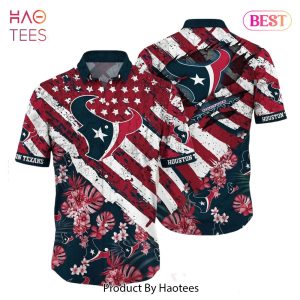 HOT TREND Houston Texans NFL Hawaiian Shirt Floral Print American Flag Beach Shirt Short Style Summer