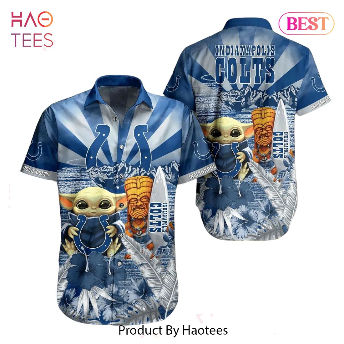 Indianapolis Colts NFL Baby Yoda 3D Hawaiian Shirt And Shorts For