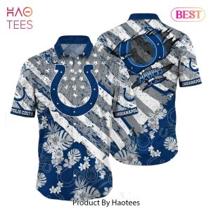 HOT TREND Indianapolis Colts NFL Hawaiian Shirt Floral Print American Flag Beach Shirt Short Style Summer